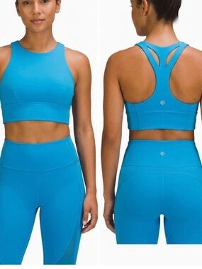 lululemon athletica High-Neck Racerback Sports Bra - Turquoise Blue